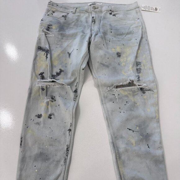 Hudson Zack Sprayed Gray Paint Splatter Skinny Jeans Men's Size 40 NWT NEW - Picture 1 of 12